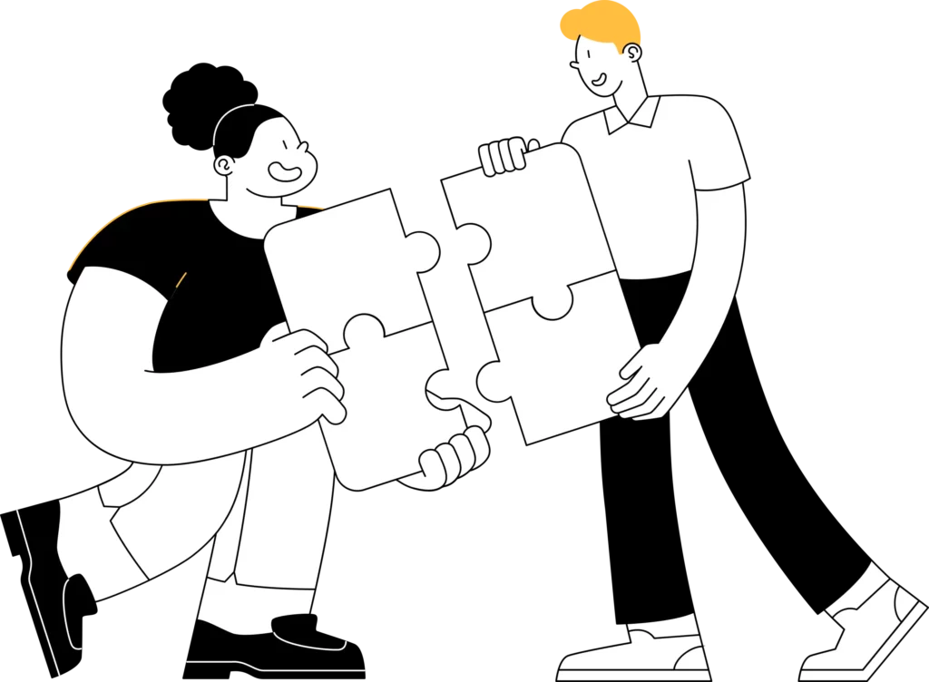 Deux personnes assemblent un puzzle